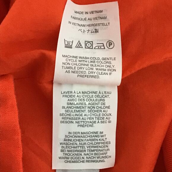 J. Crew 100% Linen Ruffle Hem Faux Wrap Mini Skirt Citrus Poppy Orange sz 4 - Picture 7 of 10